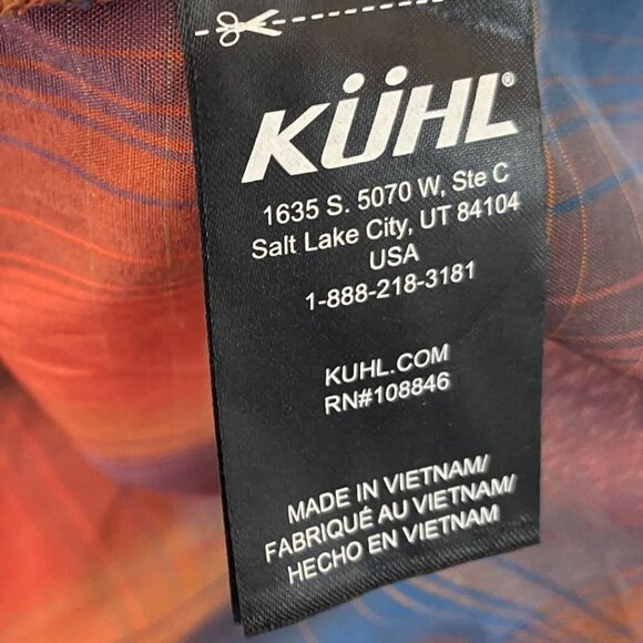 Kühl Mens Shirt Large Plaid Short-Sleeve Button-Up Orange Born in the Mountains - Picture 6 of 12